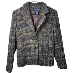 VTG 80s Country Shop Wool Alpaca Mohair Tweed Blazer Academia Preppy Career USA